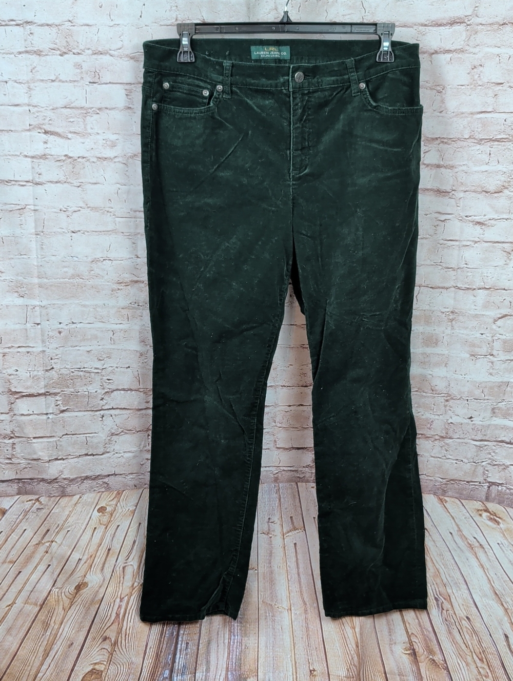 Ralph Lauren Corduroy Straight-Leg Pants Dark Green 14